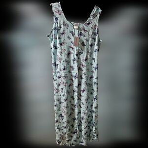 Blair Vintage 90s Blue Butterfly Sleeveless Button Down Dress Size XL NWOT